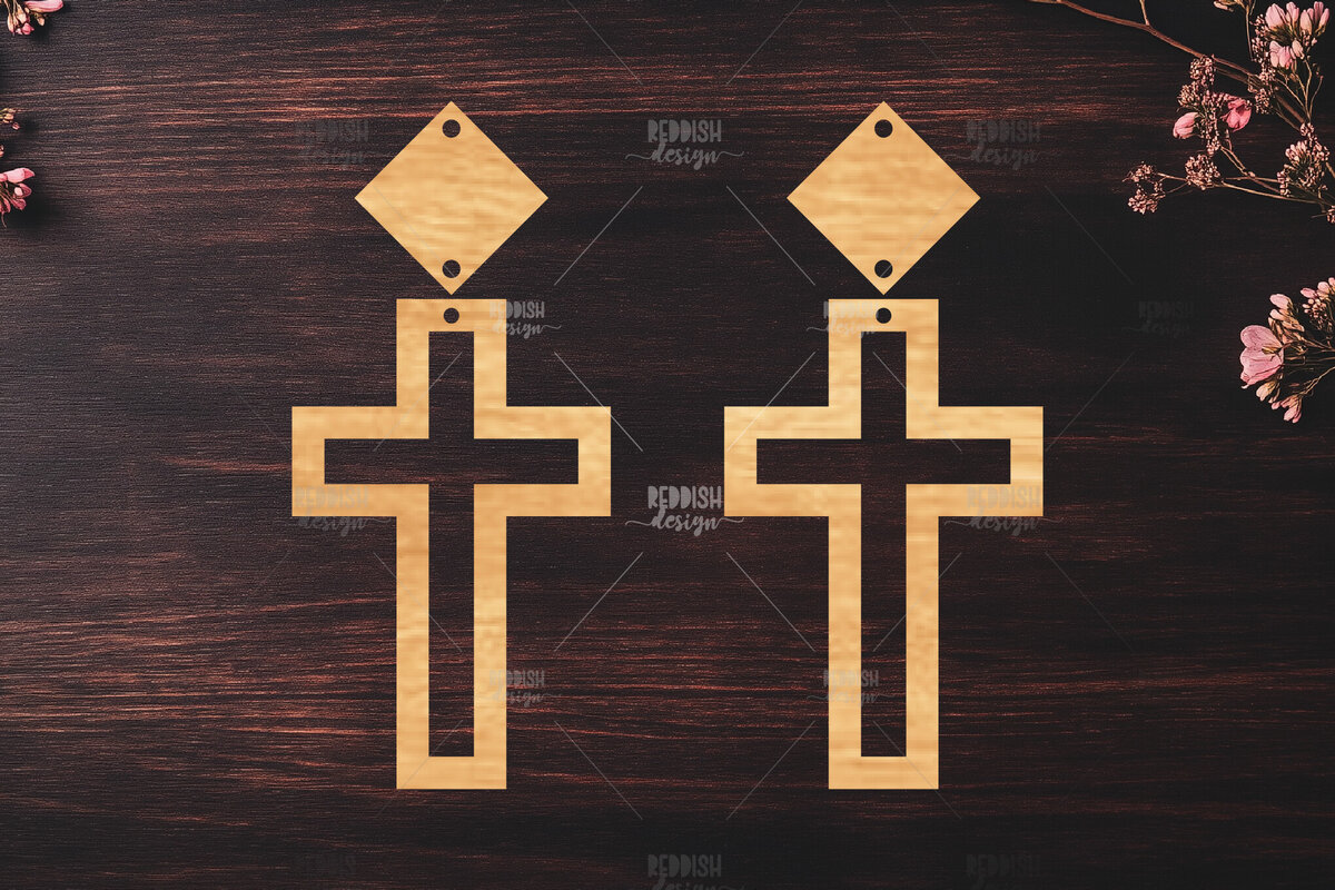 Intra απο ξύλο plywood  Χρώμα wenge 3mm-4mm πάχος - Σταυρωτά σκουλαρίκια Δίασταση 3x3 cm INTRAFABR-122625823