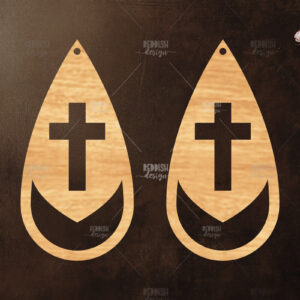 Intra απο ξύλο plywood  Χρώμα wenge 3mm-4mm πάχος - Σταυρωτά σκουλαρίκια Δίασταση 3x3 cm INTRAFABR-123189054