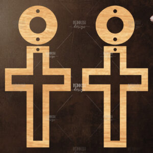 Intra απο ξύλο plywood  Χρώμα wenge 3mm-4mm πάχος - Σταυρωτά σκουλαρίκια Δίασταση 3x3 cm INTRAFABR-123189281