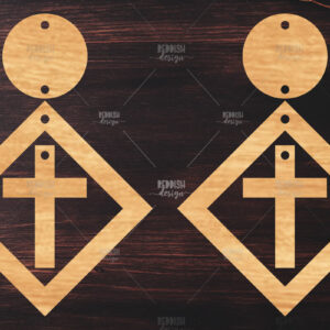 Intra απο ξύλο plywood  Χρώμα wenge 3mm-4mm πάχος - Σταυρωτά σκουλαρίκια Δίασταση 3x3 cm INTRAFABR-31854678