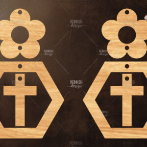 Intra απο ξύλο plywood  Χρώμα wenge 3mm-4mm πάχος - Σταυρωτά σκουλαρίκια Δίασταση 3x3 cm INTRAFABR-122961228