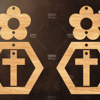 Intra απο ξύλο plywood  Χρώμα wenge 3mm-4mm πάχος - Σταυρωτά σκουλαρίκια Δίασταση 3x3 cm INTRAFABR-122961228 - Image 1