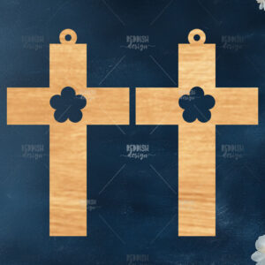 Intra απο ξύλο plywood  Χρώμα wenge 3mm-4mm πάχος - Σταυρωτά σκουλαρίκια Δίασταση 3x3 cm INTRAFABR-103413902