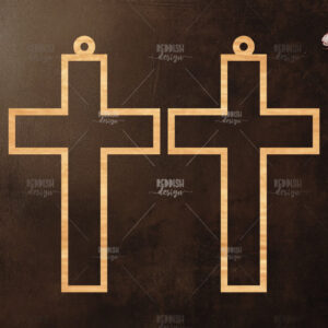 Intra απο ξύλο plywood  Χρώμα wenge 3mm-4mm πάχος - Σταυρωτά σκουλαρίκια Δίασταση 3x3 cm INTRAFABR-122961066