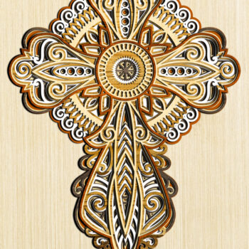 Intra απο ξύλο plywood  Χρώμα wenge 3mm-4mm πάχος - Αρχεία CROSS για Cricut, Δίασταση 12x12 cm INTRAFABR-115464660 - Image 1