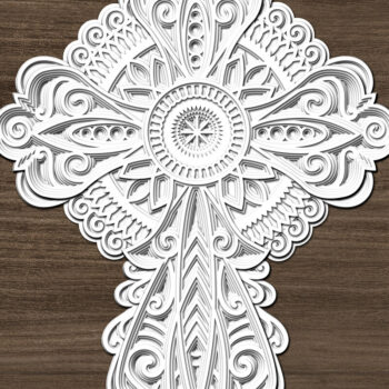 Intra απο ξύλο plywood  Χρώμα wenge 3mm-4mm πάχος - Αρχεία CROSS για Cricut, Δίασταση 12x12 cm INTRAFABR-115464660 - Image 3