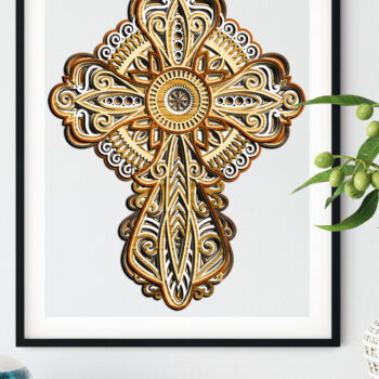 Intra απο ξύλο plywood  Χρώμα wenge 3mm-4mm πάχος - Αρχεία CROSS για Cricut, Δίασταση 12x12 cm INTRAFABR-115464660 - Image 4