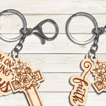 Intra απο ξύλο plywood  Χρώμα wenge 3mm-4mm πάχος - Cross & Jesus Keychain ,Jesus Cross Δίασταση 4x4 cm INTRAFABR-123188481 - Image 3