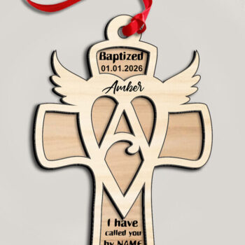 Intra απο ξύλο plywood Χρώμα wenge 3mm-4mm πάχος - Σταυρό γράμμα ένα στολίδι λέιζερ δώρο Δίασταση 6x6 cm INTRAFABR-70010125 - Image 2