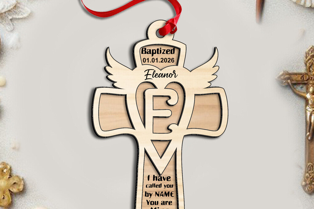 Intra απο ξύλο plywood  Χρώμα wenge 3mm-4mm πάχος - Σταυρό γράμμα E λέιζερ στολίδι Μονόγραμμα Δίασταση 6x6 cm INTRAFABR-70608316