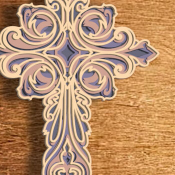 Intra απο ξύλο plywood  Χρώμα wenge 3mm-4mm πάχος - Cross Multilayer /Laser Cross DXF Δίασταση 30x20 cm INTRAFABR-123188721 - Image 1