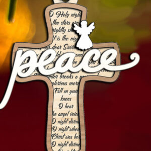 Intra απο ξύλο plywood  Χρώμα wenge 3mm-4mm πάχος - Χριστουγεννιάτικο στολίδι σταυρού Ειρήνης Δίασταση 6x6 cm INTRAFABR-66793234