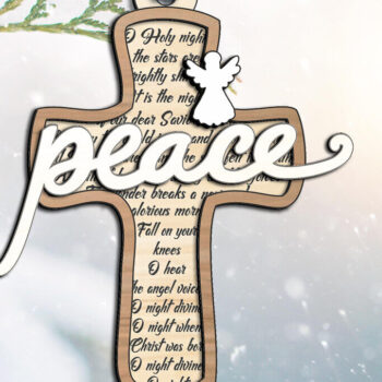 Intra απο ξύλο plywood  Χρώμα wenge 3mm-4mm πάχος - Χριστουγεννιάτικο στολίδι σταυρού Ειρήνης Δίασταση 6x6 cm INTRAFABR-66793234 - Image 3