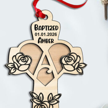 Intra απο ξύλο plywood  Χρώμα wenge 3mm-4mm πάχος - Σταυρός τριαντάφυλλο γράμμα ένα στολίδι με λέιζερ Δίασταση 6x6 cm INTRAFABR-67593709 - Image 1