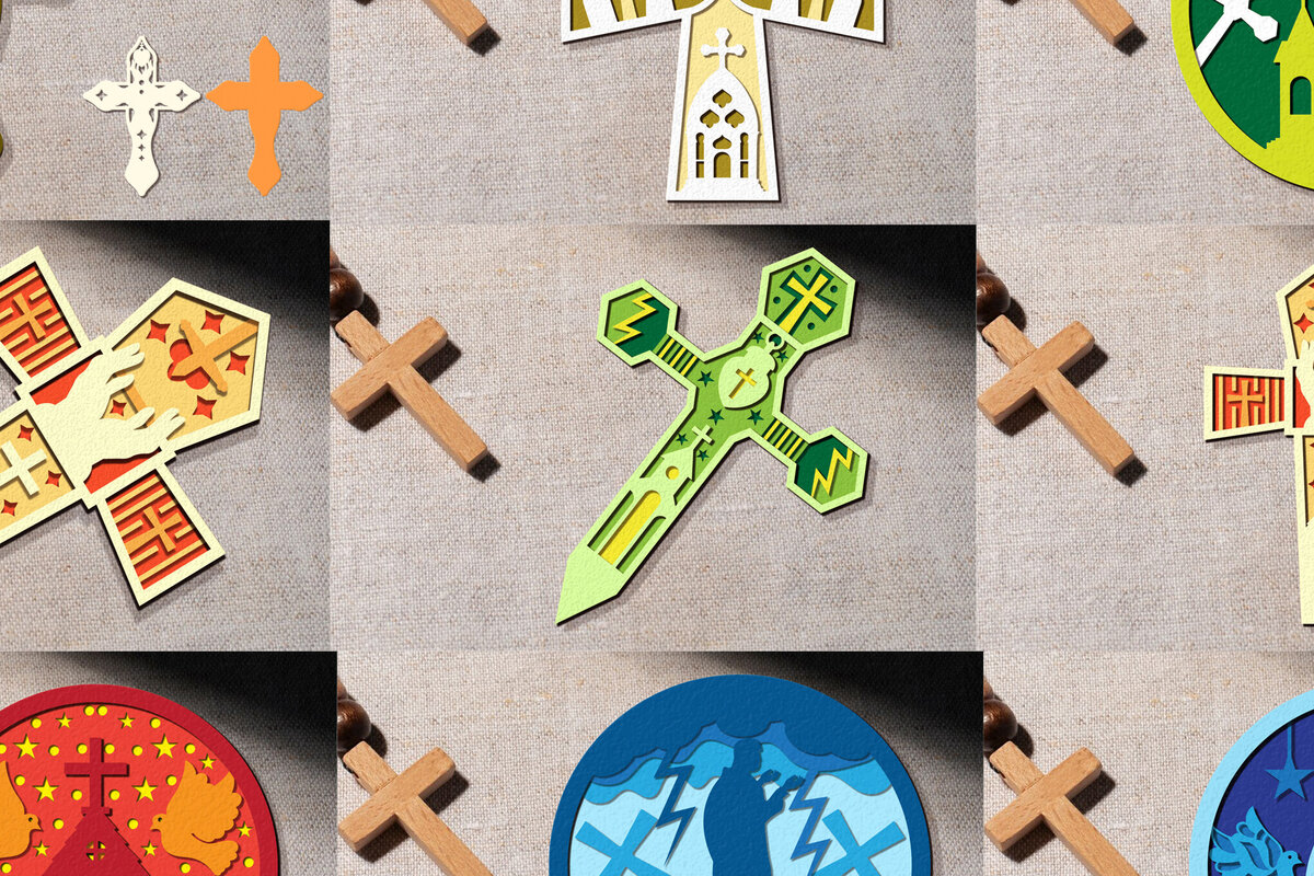 Intra απο ξύλο plywood  Χρώμα wenge 3mm-4mm πάχος - Πακέτο Nativity Cut Cross Sign Δίασταση 30x20 cm INTRAFABR-66393300