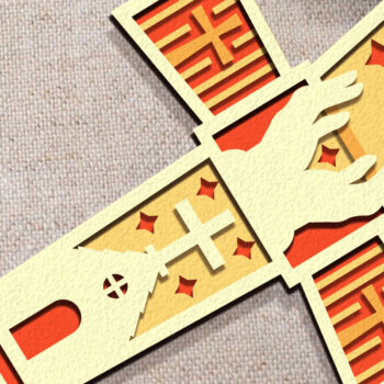 Intra απο ξύλο plywood  Χρώμα wenge 3mm-4mm πάχος - Πακέτο Nativity Cut Cross Sign Δίασταση 30x20 cm INTRAFABR-66393300 - Image 6