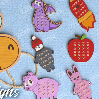 Intra απο ξύλο plywood  Χρώμα wenge 3mm-4mm πάχος - Πακέτο ζώων Cross Stitch | Μοντεσσόρι Δίασταση 15x15 cm INTRAFABR-67480674 - Image 1