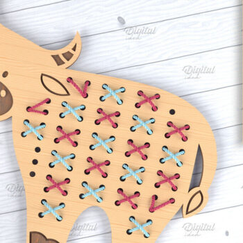 Intra απο ξύλο plywood  Χρώμα wenge 3mm-4mm πάχος - Cross Stitch Animals LaserCut. Αγελάδα Δίασταση 30x20 cm INTRAFABR-123189165 - Image 1