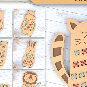 Intra απο ξύλο plywood  Χρώμα wenge 3mm-4mm πάχος - Πακέτο Cross Stitch Animals LaserCut Δίασταση 30x20 cm INTRAFABR-31111337