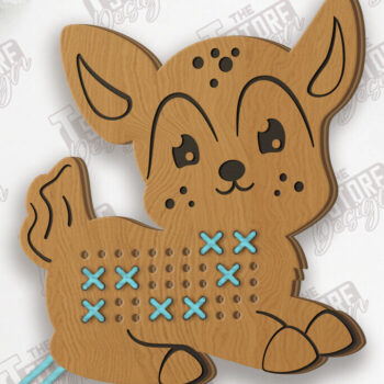 Intra απο ξύλο plywood Χρώμα wenge 3mm-4mm πάχος - Cross Stitch Deer | Μοντεσσόρι Δίασταση 15x15 cm INTRAFABR-81367981 - Image 1