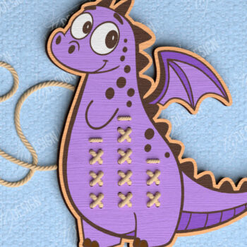 Intra απο ξύλο plywood Χρώμα wenge 3mm-4mm πάχος - Cross Stitch Dragon | Montessori Lacing Δίασταση 15x15 cm INTRAFABR-39638909 - Image 1