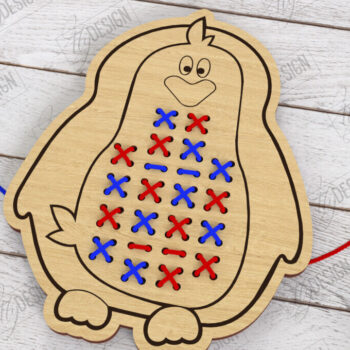 Intra απο ξύλο plywood Χρώμα wenge 3mm-4mm πάχος - Cross Stitch |Montessori Lacing Δίασταση 15x15 cm INTRAFABR-106120649 - Image 1