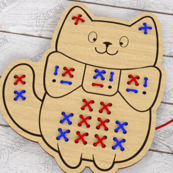 Intra απο ξύλο plywood Χρώμα wenge 3mm-4mm πάχος - Cross Stitch |Montessori Lacing Δίασταση 15x15 cm INTRAFABR-106120570 - Image 1