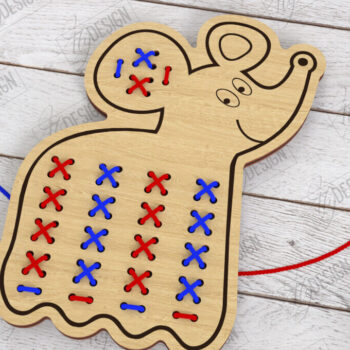 Intra απο ξύλο plywood Χρώμα wenge 3mm-4mm πάχος - Cross Stitch |Montessori Lacing Δίασταση 15x15 cm INTRAFABR-106120700 - Image 1