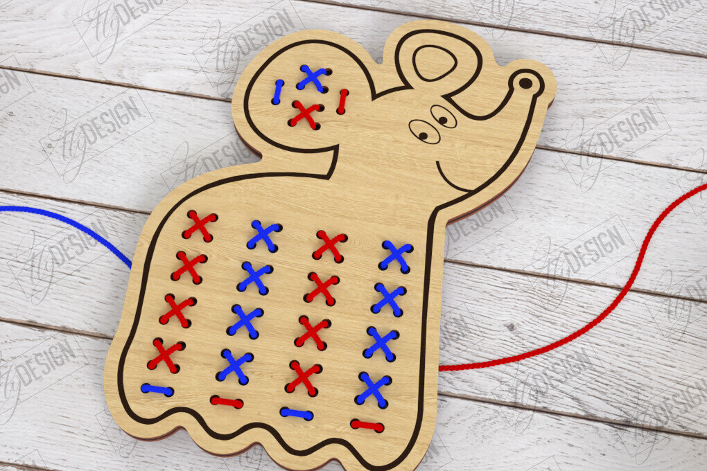 Intra απο ξύλο plywood  Χρώμα wenge 3mm-4mm πάχος - Cross Stitch |Montessori Lacing Δίασταση 15x15 cm INTRAFABR-106120700