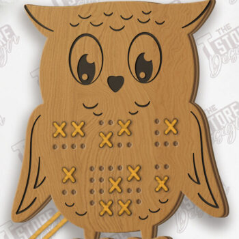 Intra απο ξύλο plywood Χρώμα wenge 3mm-4mm πάχος - Cross Stitch Owl | Μοντεσσόρι Δίασταση 15x15 cm INTRAFABR-106120740 - Image 1