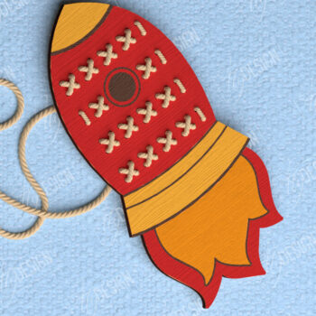 Intra απο ξύλο plywood  Χρώμα wenge 3mm-4mm πάχος - Rocket Cross Stitch | Montessori Lacing Δίασταση 15x15 cm INTRAFABR-106120714 - Image 1