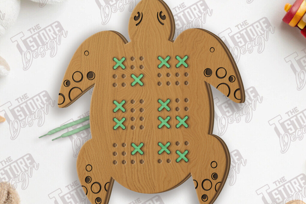 Intra απο ξύλο plywood  Χρώμα wenge 3mm-4mm πάχος - Cross Stitch Turtle | CNC Δίασταση 15x15 cm INTRAFABR-124400467