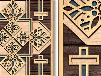 Intra απο ξύλο plywood  Χρώμα wenge 3mm-4mm πάχος - Cross Wall Art 3d Mandala Δίασταση 30x30 cm INTRAFABR-75318725 - Image 2
