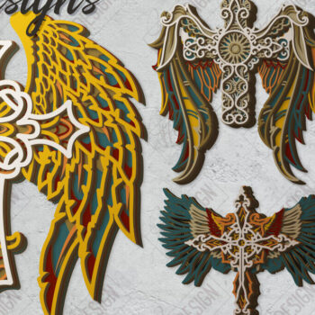 Intra απο ξύλο plywood Χρώμα wenge 3mm-4mm πάχος - Δέσμη κοπής λέιζερ πολλαπλών στρωμάτων Cross Wings Δίασταση 20x20 cm INTRAFABR-26437511 - Image 1