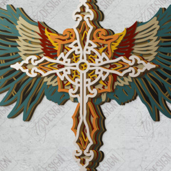 Intra απο ξύλο plywood Χρώμα wenge 3mm-4mm πάχος - Δέσμη κοπής λέιζερ πολλαπλών στρωμάτων Cross Wings Δίασταση 20x20 cm INTRAFABR-26437511 - Image 6