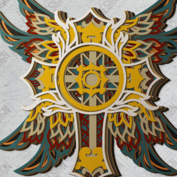 Intra απο ξύλο plywood Χρώμα wenge 3mm-4mm πάχος - Δέσμη κοπής λέιζερ πολλαπλών στρωμάτων Cross Wings Δίασταση 20x20 cm INTRAFABR-26437511 - Image 7