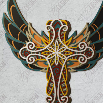 Intra απο ξύλο plywood  Χρώμα wenge 3mm-4mm πάχος - Cross Wings Multilayer | CNC Δίασταση 20x20 cm INTRAFABR-90853735 - Image 1