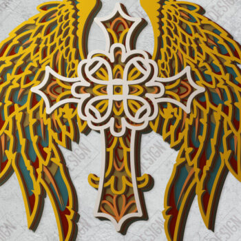 Intra απο ξύλο plywood Χρώμα wenge 3mm-4mm πάχος - Cross Wings Multilayer | CNC Δίασταση 20x20 cm INTRAFABR-45440192 - Image 1