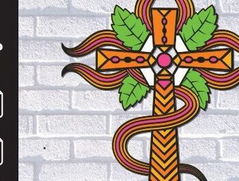 Intra απο ξύλο plywood Χρώμα wenge 3mm-4mm πάχος - Σταυρός με λουλούδια Δίασταση 20x20 cm INTRAFABR-123125185 - Image 1