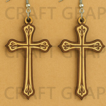 Intra απο ξύλο plywood Χρώμα wenge 3mm-4mm πάχος - Σκουλαρίκια σταυρού από ξύλο Δίασταση 3x3 cm INTRAFABR-35441368 - Image 4