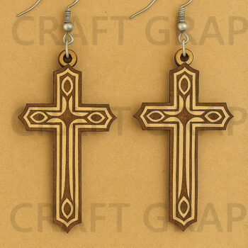 Intra απο ξύλο plywood Χρώμα wenge 3mm-4mm πάχος - Σκουλαρίκια σταυρού από ξύλο Δίασταση 3x3 cm INTRAFABR-35441368 - Image 5