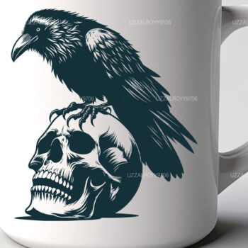 Intra απο ξύλο plywood  Χρώμα wenge 3mm-4mm πάχος - Crow on a Skull , Raven Skull Δίασταση 40x50 cm INTRAFABR-25329056 - Image 2