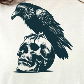 Intra απο ξύλο plywood  Χρώμα wenge 3mm-4mm πάχος - Crow on a Skull , Raven Skull Δίασταση 40x50 cm INTRAFABR-25329056 - Image 3