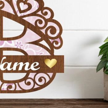 Intra απο ξύλο plywood Χρώμα wenge 3mm-4mm πάχος - Μονόγραμμα με κεφαλαίο στέμμα Γράμμα B Δίασταση 30x20 cm INTRAFABR-70853549 - Image 1