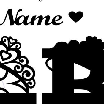 Intra απο ξύλο plywood Χρώμα wenge 3mm-4mm πάχος - Μονόγραμμα με κεφαλαίο στέμμα Γράμμα B Δίασταση 30x20 cm INTRAFABR-70853549 - Image 2