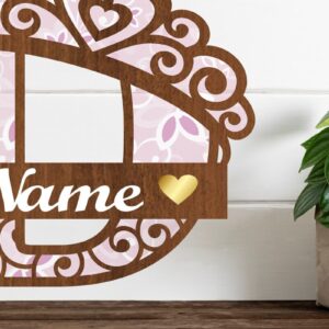 Intra απο ξύλο plywood  Χρώμα wenge 3mm-4mm πάχος - Μονόγραμμα με κεφαλαίο στέμμα Γράμμα D Δίασταση 30x20 cm INTRAFABR-70610533