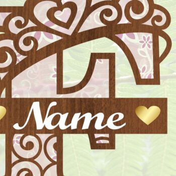 Intra απο ξύλο plywood Χρώμα wenge 3mm-4mm πάχος - Μονόγραμμα με κεφαλαίο στέμμα Γράμμα F Δίασταση 30x20 cm INTRAFABR-70929734 - Image 3