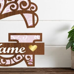 Intra απο ξύλο plywood  Χρώμα wenge 3mm-4mm πάχος - Μονόγραμμα με κεφαλαίο στέμμα Γράμμα G Δίασταση 30x20 cm INTRAFABR-71444328