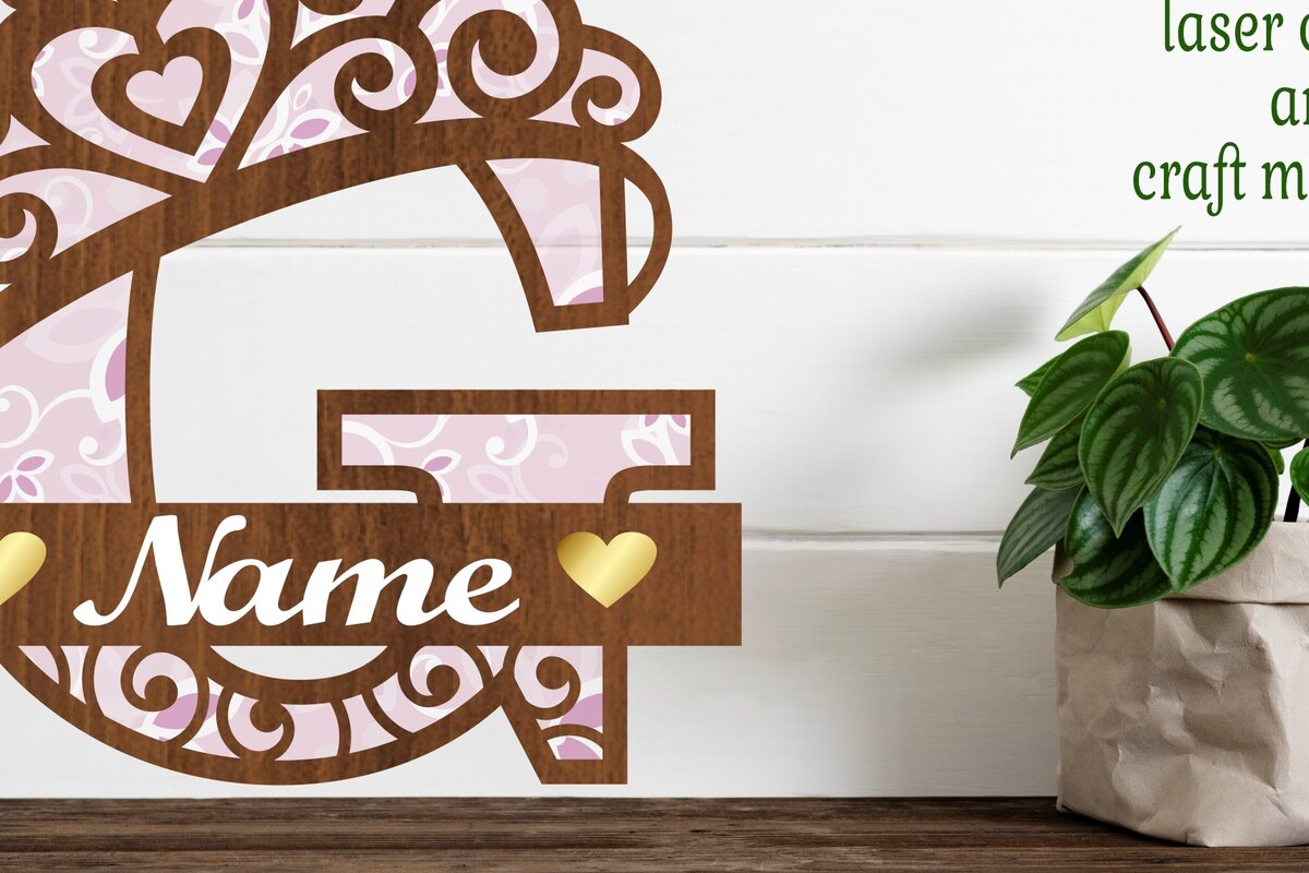 Intra απο ξύλο plywood  Χρώμα wenge 3mm-4mm πάχος - Μονόγραμμα με κεφαλαίο στέμμα Γράμμα G Δίασταση 30x20 cm INTRAFABR-71444328