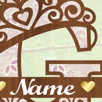 Intra απο ξύλο plywood  Χρώμα wenge 3mm-4mm πάχος - Μονόγραμμα με κεφαλαίο στέμμα Γράμμα G Δίασταση 30x20 cm INTRAFABR-71444328 - Image 3